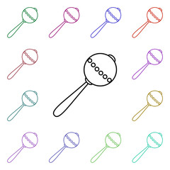 Poster - Baby rattle toy line multi color style icon. Simple thin line, outline vector of toys icons for ui and ux, website or mobile application