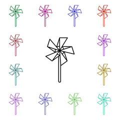 Poster - Fan line multi color style icon. Simple thin line, outline vector of toys icons for ui and ux, website or mobile application