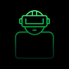 Poster - A man in virtual reality glasses nolan icon. Simple thin line, outline vector of virtual reality icons for ui and ux, website or mobile application