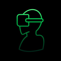 Poster - A man in virtual reality glasses nolan icon. Simple thin line, outline vector of virtual reality icons for ui and ux, website or mobile application