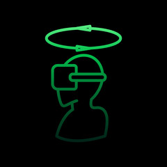 Poster - A man in virtual reality glasses nolan icon. Simple thin line, outline vector of virtual reality icons for ui and ux, website or mobile application