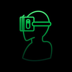 Poster - A man in virtual reality glasses nolan icon. Simple thin line, outline vector of virtual reality icons for ui and ux, website or mobile application