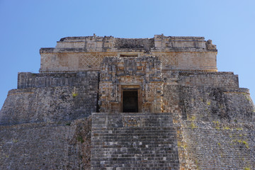 Wall Mural - Uxmal, Mexico: Closeup of the Mayan Pyramid of the Magician, also known as the Pyramid of the Dwarf, 600-900 A.D.