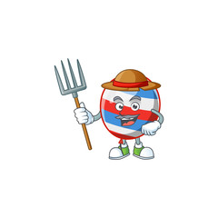 Wall Mural - Independence day balloon in Farmer mascot design with hat and pitchfork