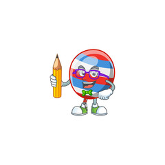 Poster - Independence day balloon clever student character using a pencil