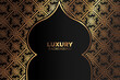 Luxury background. abstract black gold. black gold frame modern simple creative elegant with space of text can be used for Ramadan Islamic arabesque celebration invitation