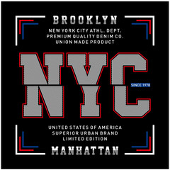 New York, Brooklyn typography for t-shirt. NYC, USA modern graphics for tee shirt. NY trendy apparel print, athletic clothes design. Vector illustration