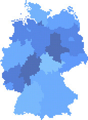 Wall Mural - Blue circle Germany map on white background. Vector illustration.