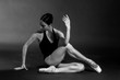 black and white vintage dramatic portrait of a dancing girl-ballerina