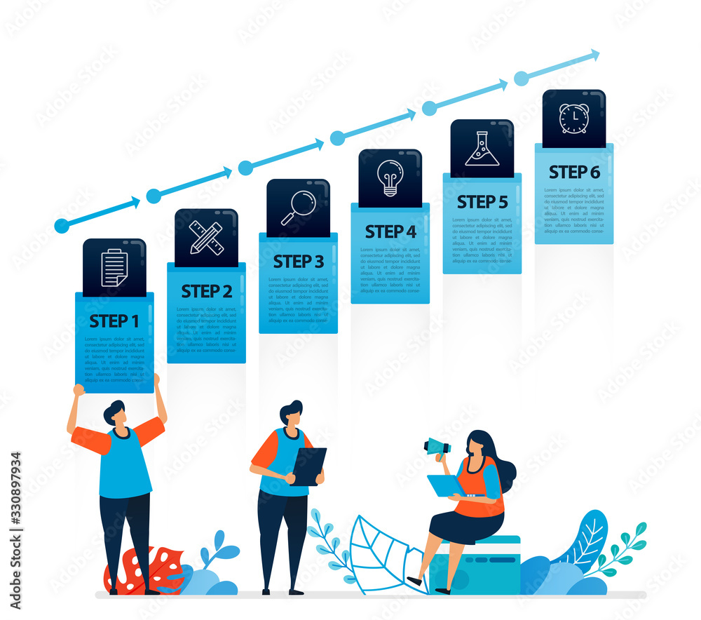 Learning Process Graphics human illustration and infographic design for business options, steps ...