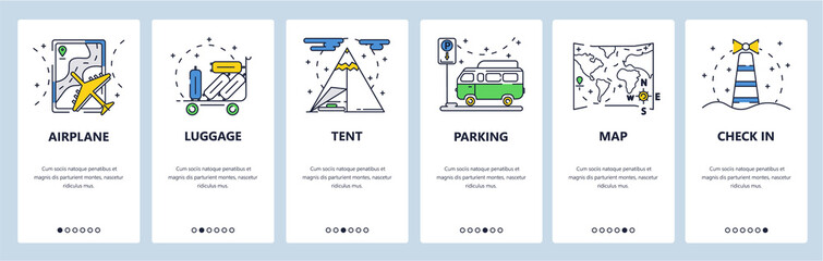 Poster - Travel website and mobile app onboarding screens vector template