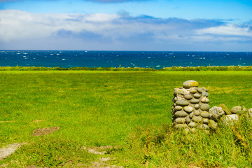 Poster - Countryside view field on seacoast