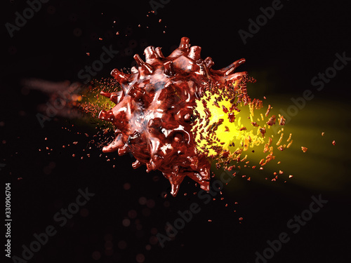 Cuadros en Lienzo 3d rendering of defeat Novel coronavirus disease named nCoV19, clipping path inc