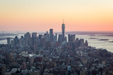 Fototapeta  - Sunset landscape in New York with Manhattan skyline