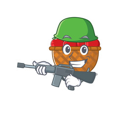 Sticker - A picture of tomato basket as an Army with machine gun