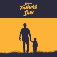 Fathers Day Poster Witth Dad And Son On Background