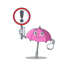 Sticker - Cheerful cartoon style of pink umbrella holding a sign