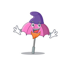 Sticker - Cute and funny pink umbrella cartoon character dressed as an Elf