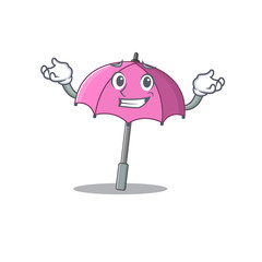 Poster - Happy face of pink umbrella mascot cartoon style