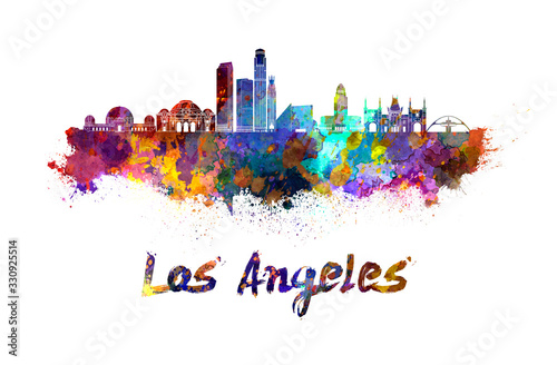 Los Angeles skyline in watercolor Fototapet