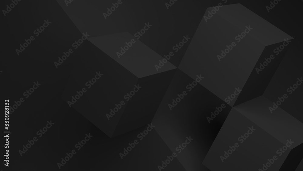 Abstract minimal background with black cubes 3 d - obrazy, fototapety, plakaty 