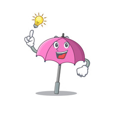 Wall Mural - Have an idea gesture of pink umbrella mascot character design