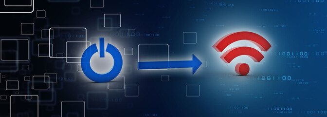 Poster - 3d illustration WiFi symbol with power sign