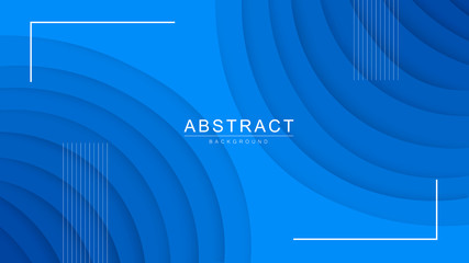 Gradient futuristic blue 3d colorful background with place for text and wave shapes. Bright abstract colored luxury backdrop with white line frame and circle curve