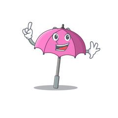 Sticker - One Finger pink umbrella in mascot cartoon character style