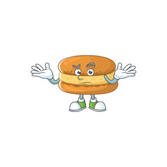 Sticker - A picture of smirking chocolate macarons cartoon character design style