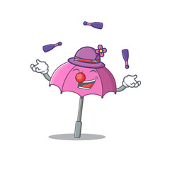 Wall Mural - A sweet pink umbrella mascot cartoon style playing Juggling