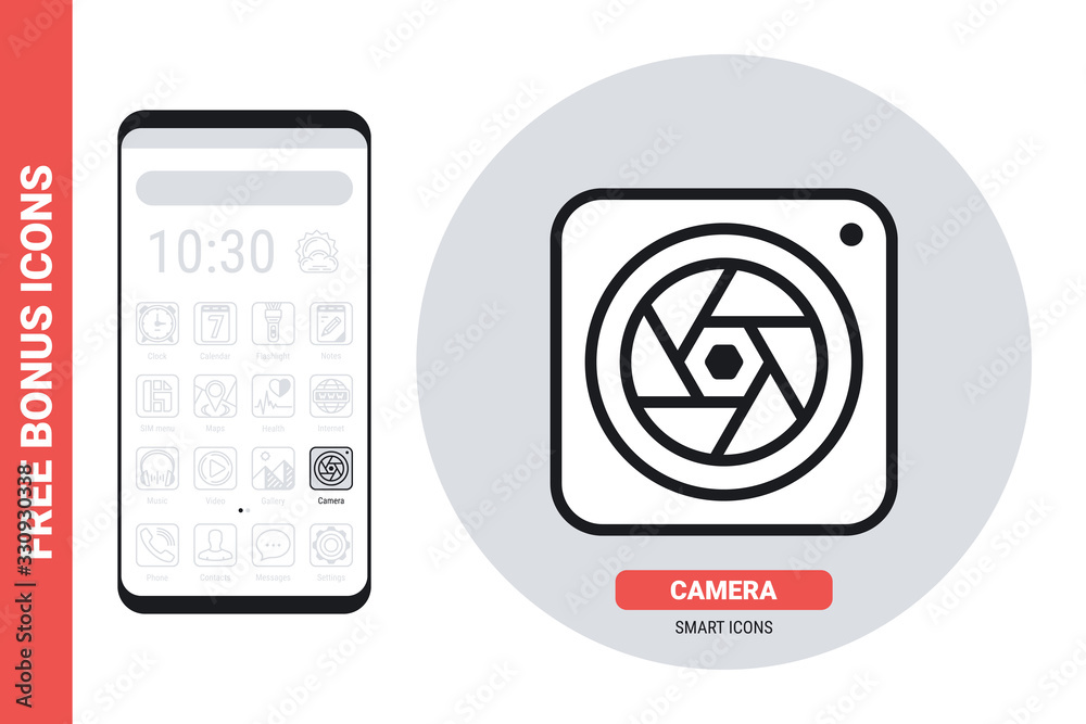 Camera application icon for smartphone, tablet, laptop or other smart ...