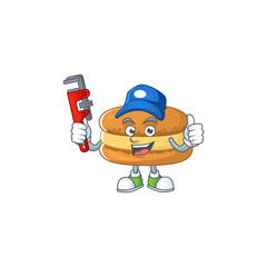 Sticker - Smart Plumber worker of chocolate macarons cartoon character design