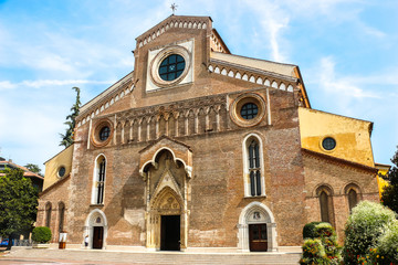 Udine, Italy. Beautiful architecture of catholic church (Cathedral of Santa Maria Annunziata) in Udine.