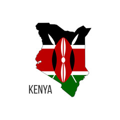 Kenya flag map. The flag of the country in the form of borders. Stock vector illustration isolated on white background.