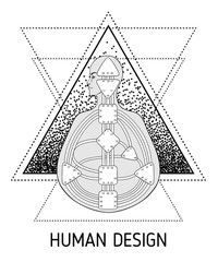 Human design bodygraph chart design. Vector isolated illustration. Energy centers gates system blank template