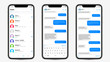 © fenskey - Realistic Mockup app messenger on the screen smartphone in white color concept. Social / UI / UX design. Vector illustration.