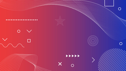 Poster - Abstract line wave shapes red blue gradient vector background