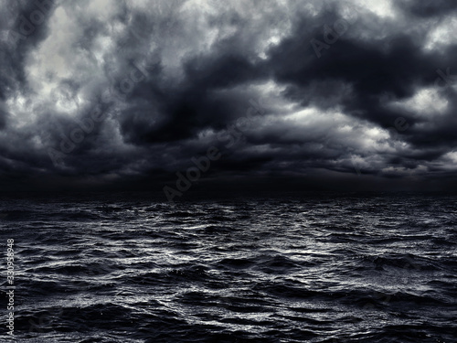 Cuadros en Lienzo dark stormy sea with a dramatic cloudy sky