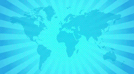 Canvas Print - world map background. bright blue background