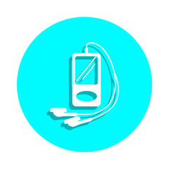 Poster - Music player badge icon. Simple glyph, flat vector of web icons for ui and ux, website or mobile application