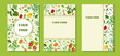 Set of farmers market vegetable banners with vegetables and floral elements. The design is perfect for prints, flyers, banners, invitations. Autumn harvest festival.