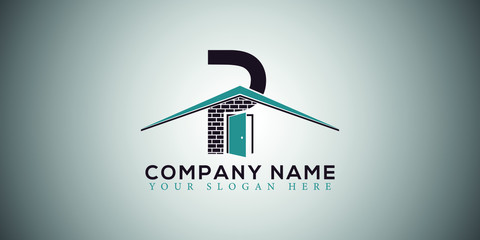 P real estate home construction letter logo design vector