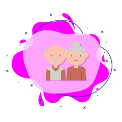 Wall Mural - Grandfather, grandmother cartoon liquid bacdge icon. Simple color vector of family icons for ui and ux, website or mobile application