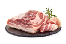 Belly Pork Meat, Isolated On White Background