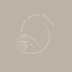 Wall Mural - logo design template in trendy linear minimal style. vector abstract hands. abstract symbol for orga