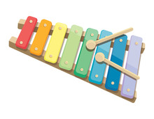 Children's Xylophone. Bright Toy In Cartoon Style Isolated On White Background.