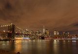 Fototapeta  - Brooklyn Bridge and Lower Manhattan at night