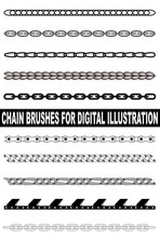 Chain Illustrator Brushes For Fashion And Digital Illustration.  Cable, Stitch, Chain, Yarn, Metallic Chain, Motorcycle, Jewel, Jewelry, Chainsaw.