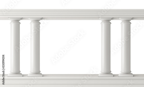 Cuadros en Lienzo Antique columns, stone pillars frame balustrade isolated